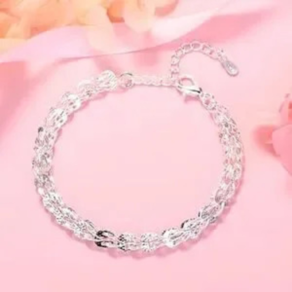 925 Sterling Silver Necklace & Bracelet Set Women's Feathered Teardrop Boho Gift